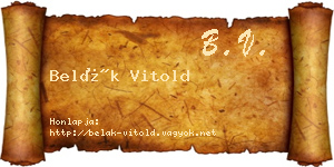 Belák Vitold névjegykártya